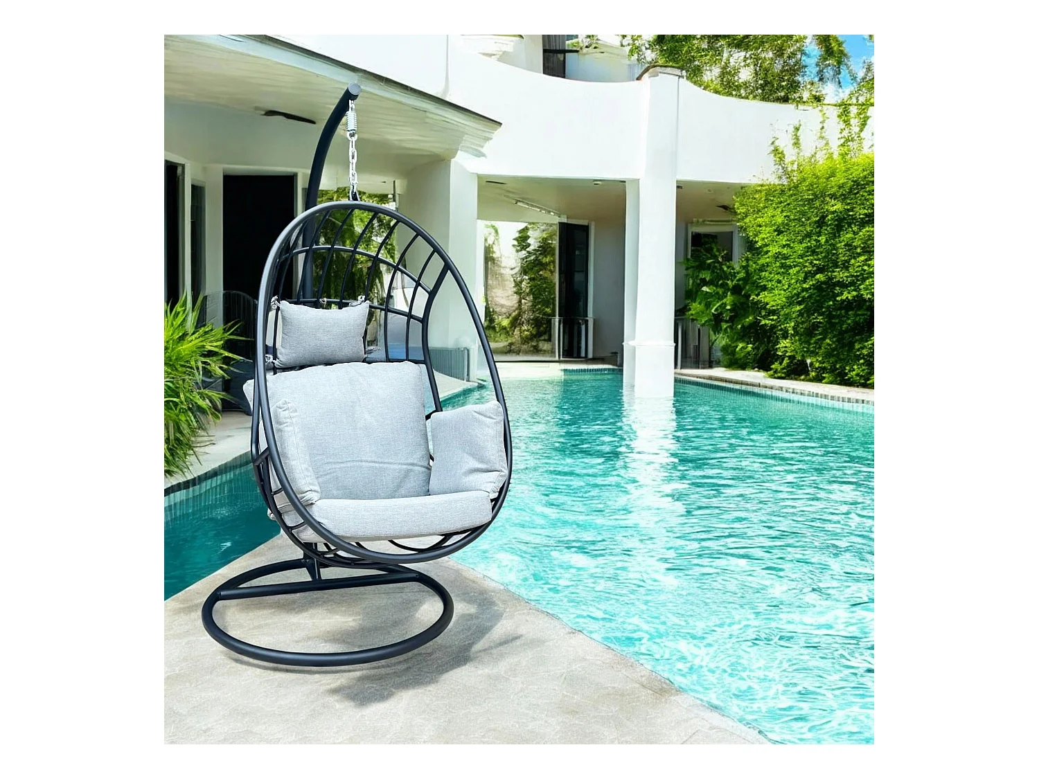 Fauteuil suspendu design en aluminium noir OSLO