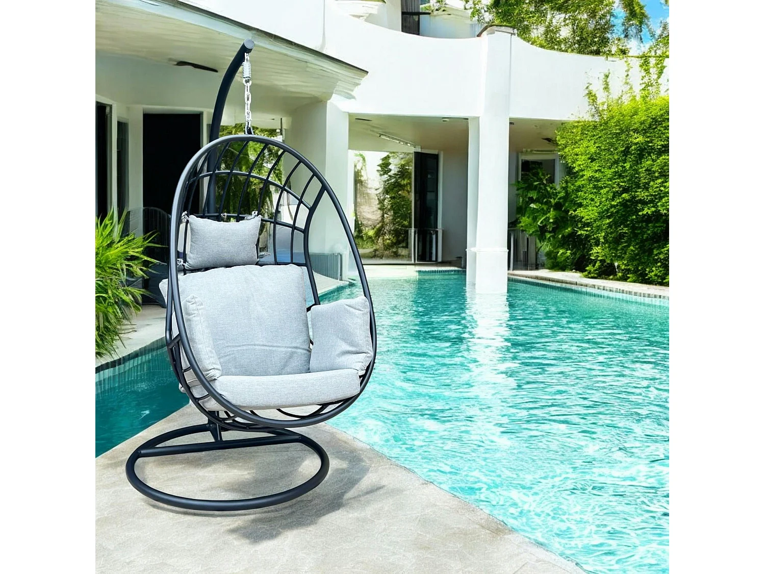 Fauteuil suspendu design en aluminium noir OSLO