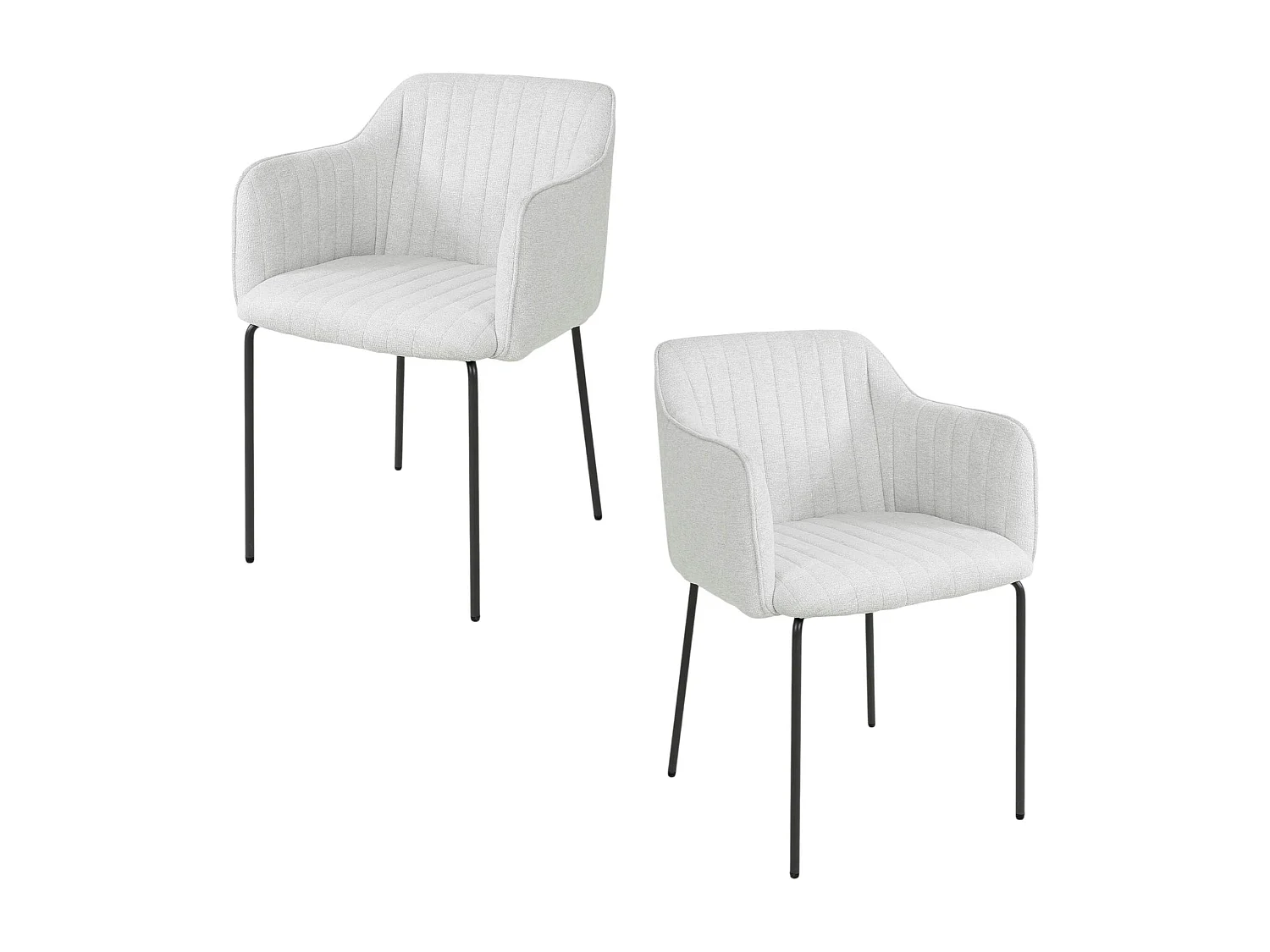 Fauteuil de table blanc en tissu à larges côtes (lot de 2) NOVA
