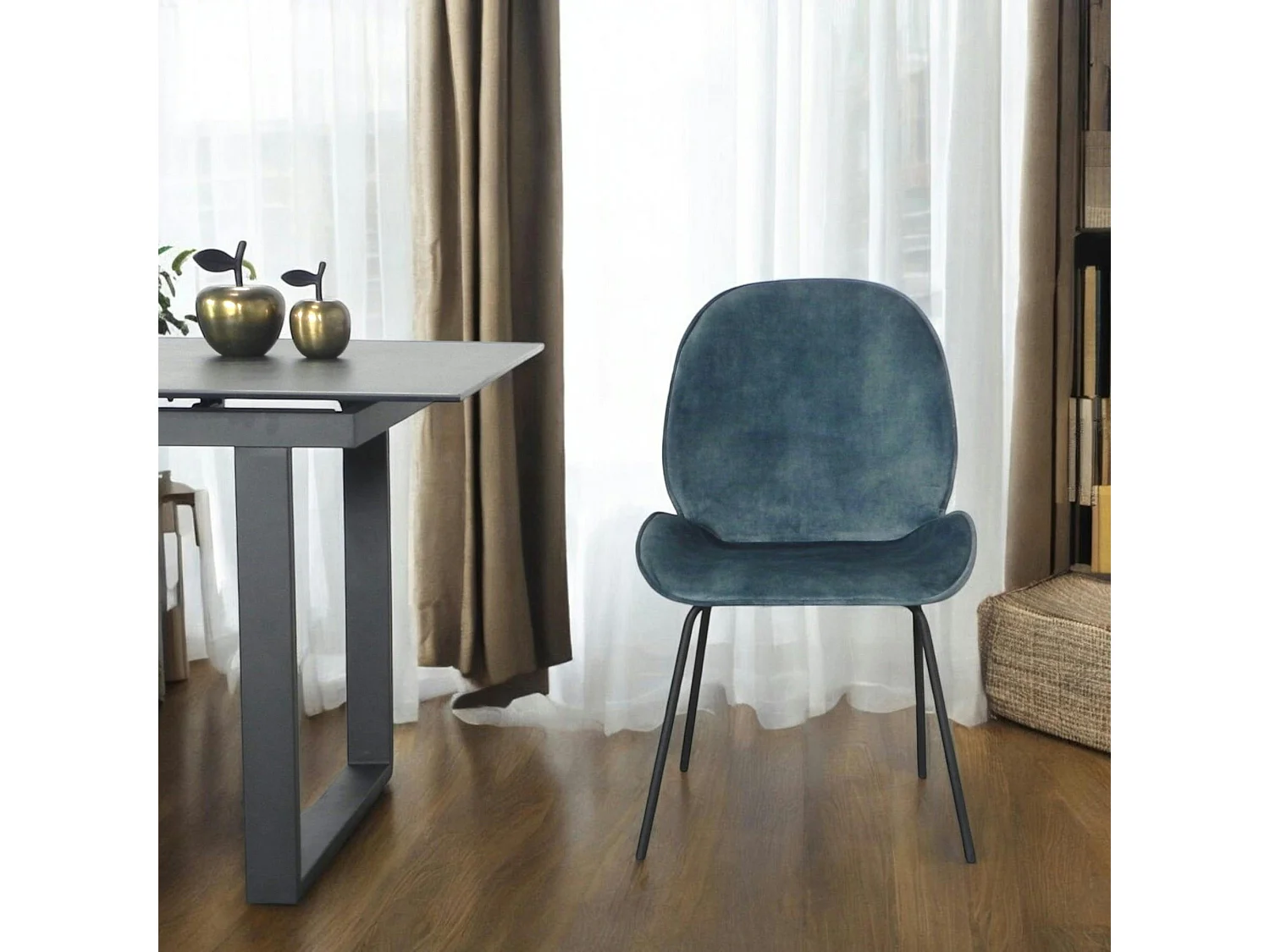 Chaise contemporaine en velours bleu glacier FLORENCE (lot 2)