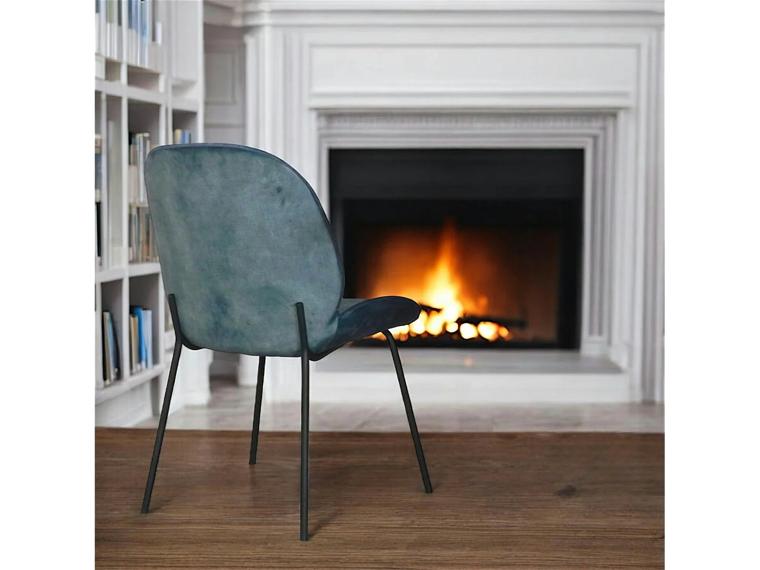 Chaise contemporaine en velours bleu glacier FLORENCE (lot 2)