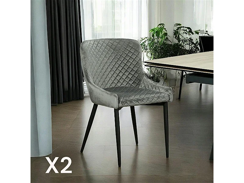 Chaise grise en velours (lot de 2) ARLINGTON
