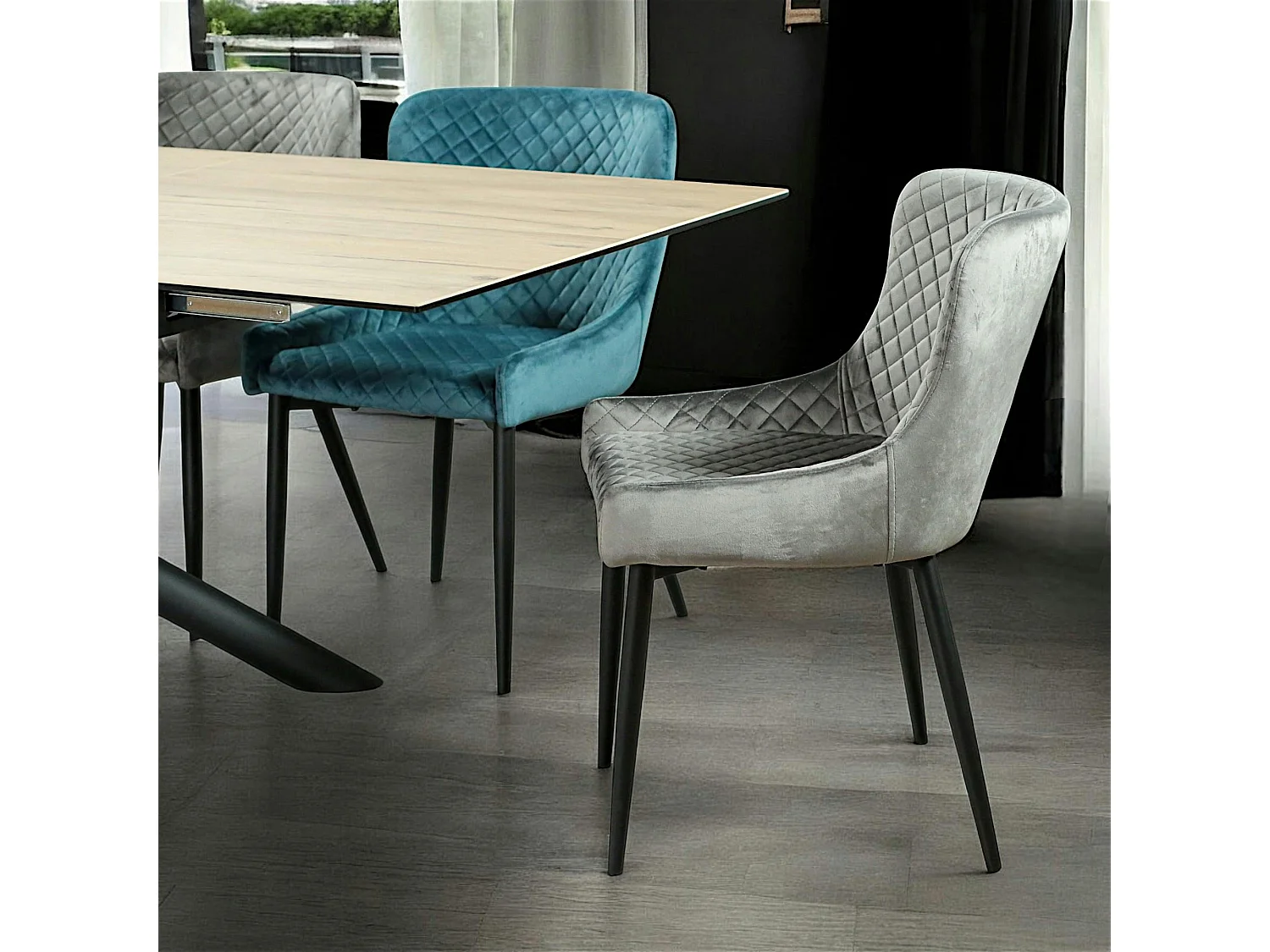 Chaise grise en velours (lot de 2) ARLINGTON