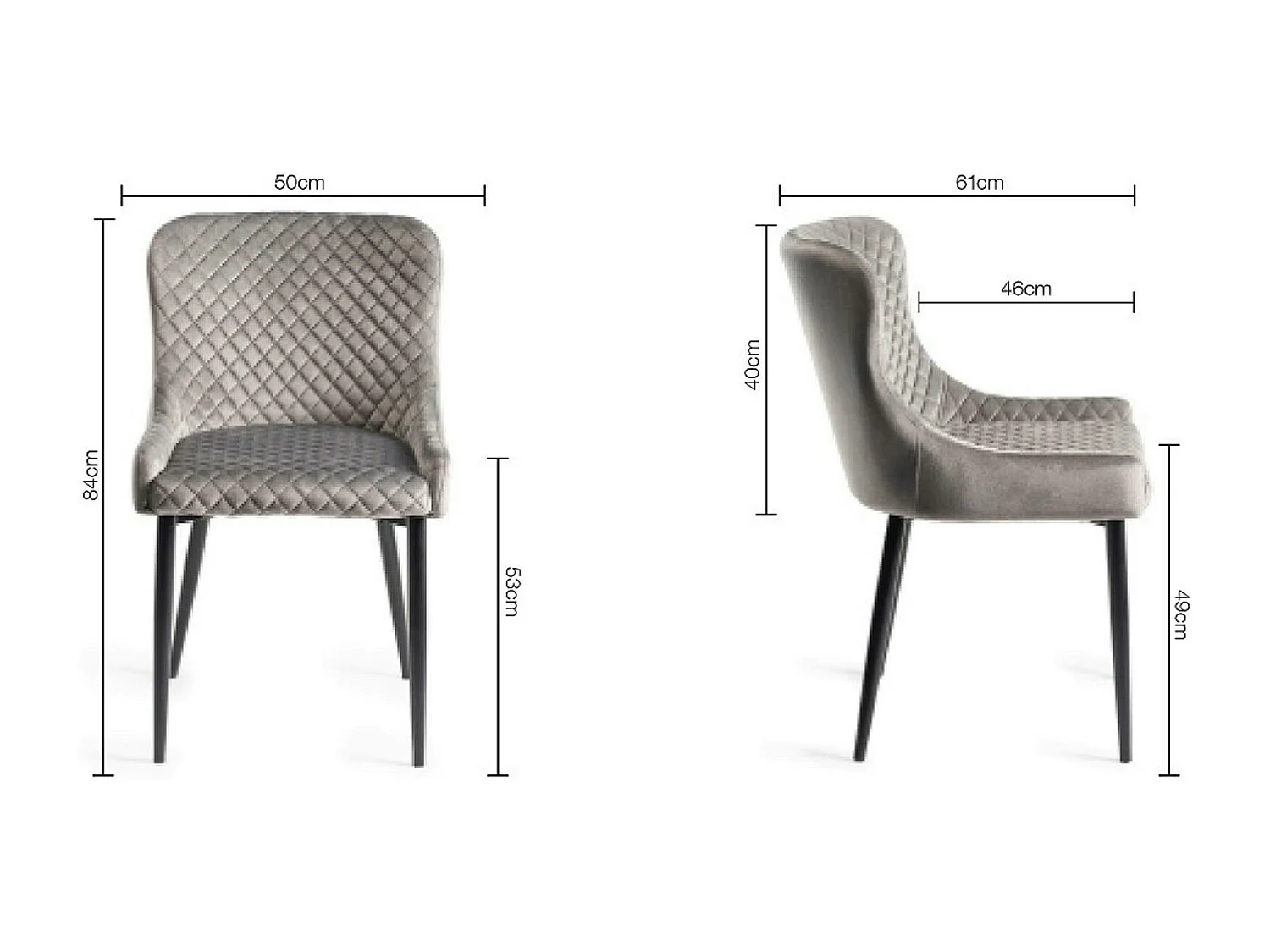 Chaise grise en velours (lot de 2) ARLINGTON