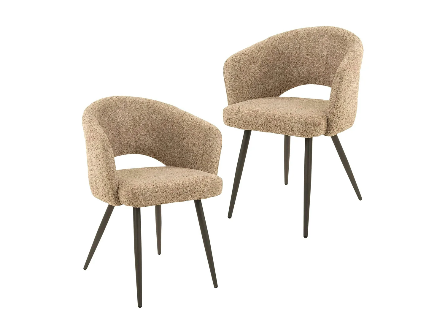 Fauteuil de table beige en bouclette style design (lot de 2) GALWAY