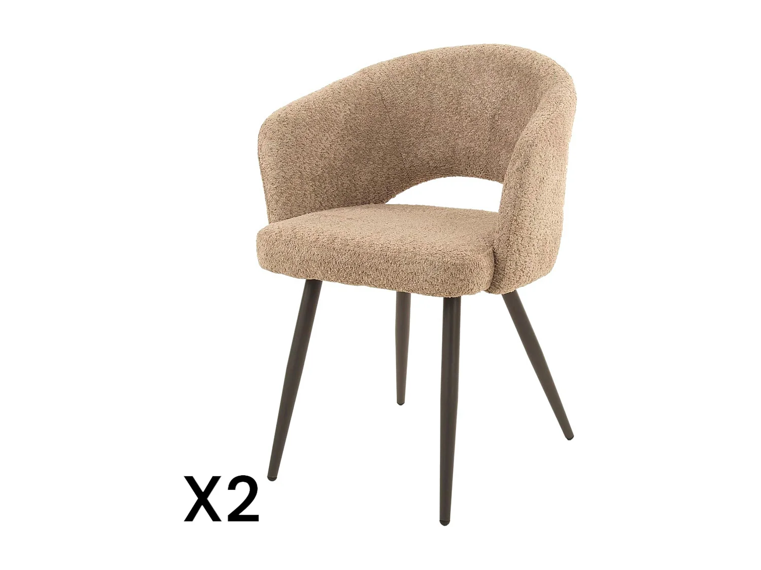Fauteuil de table beige en bouclette style design (lot de 2) GALWAY