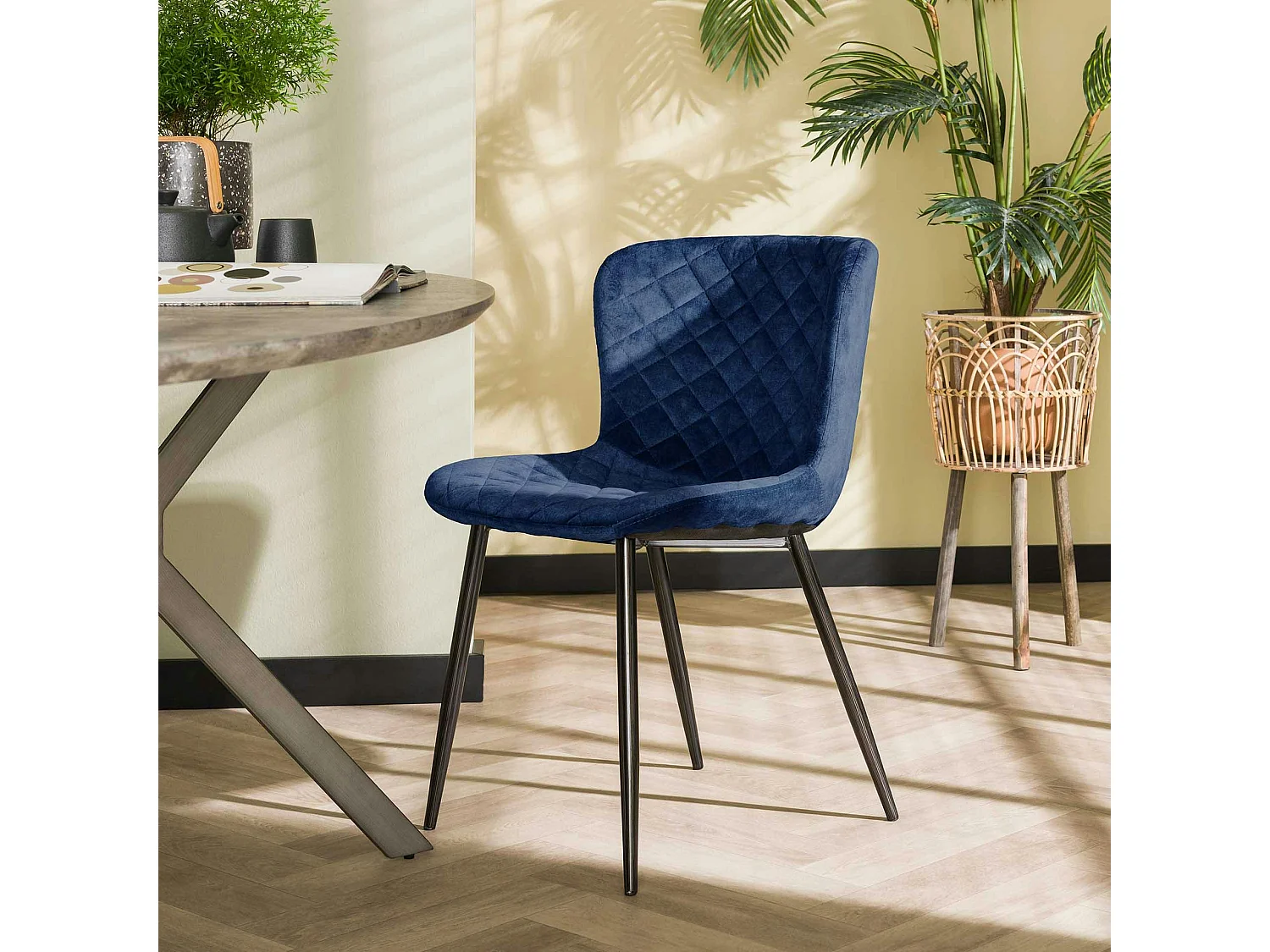 Chaise en velours piqué bleu (lot de 2) MELBOURNE