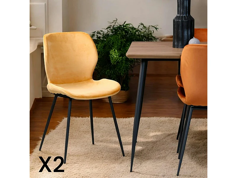 Chaise en velours jaune style moderne (lot de 2) MELBOURNE