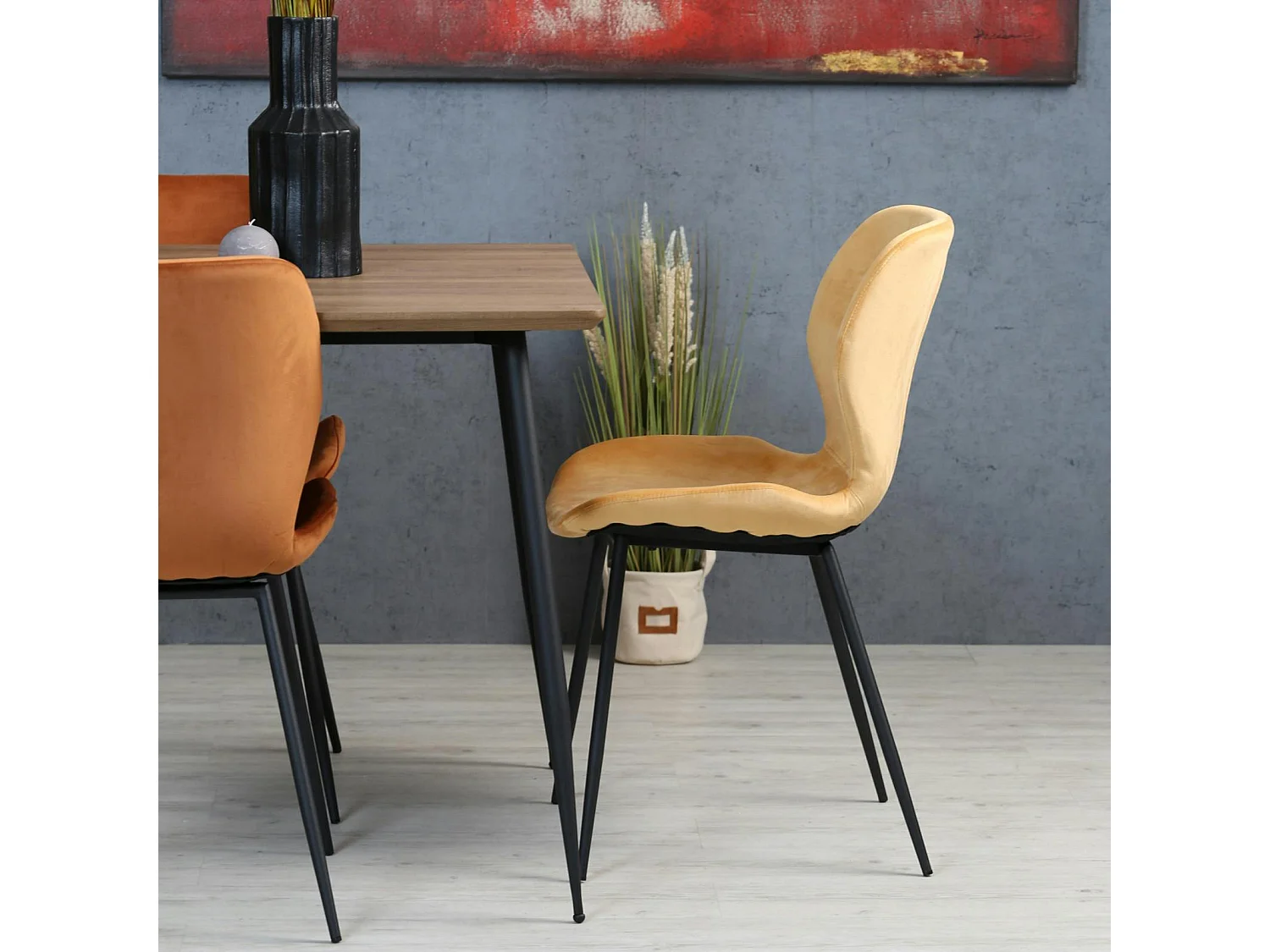 Chaise en velours jaune style moderne (lot de 2) MELBOURNE