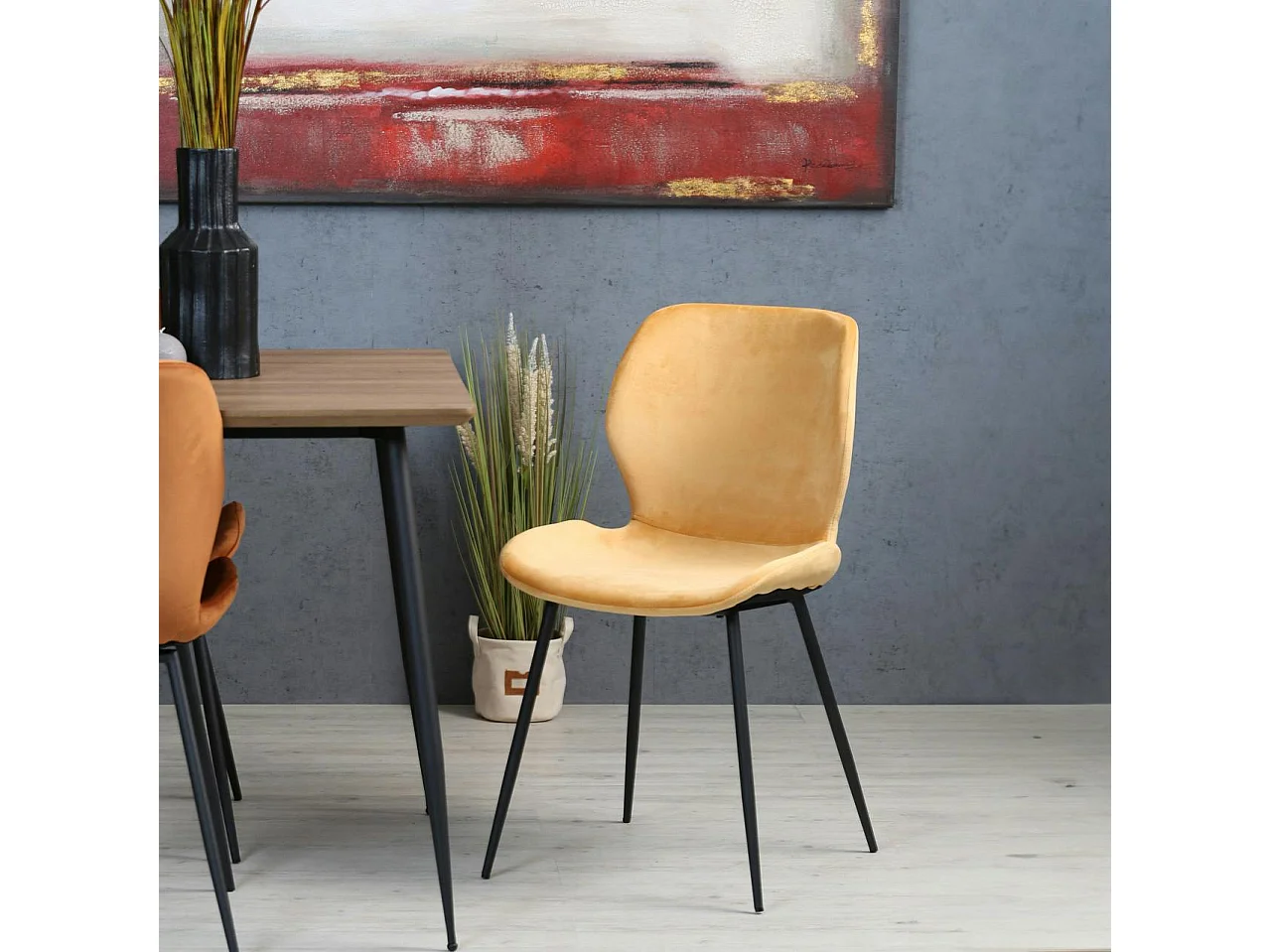 Chaise en velours jaune style moderne (lot de 2) MELBOURNE