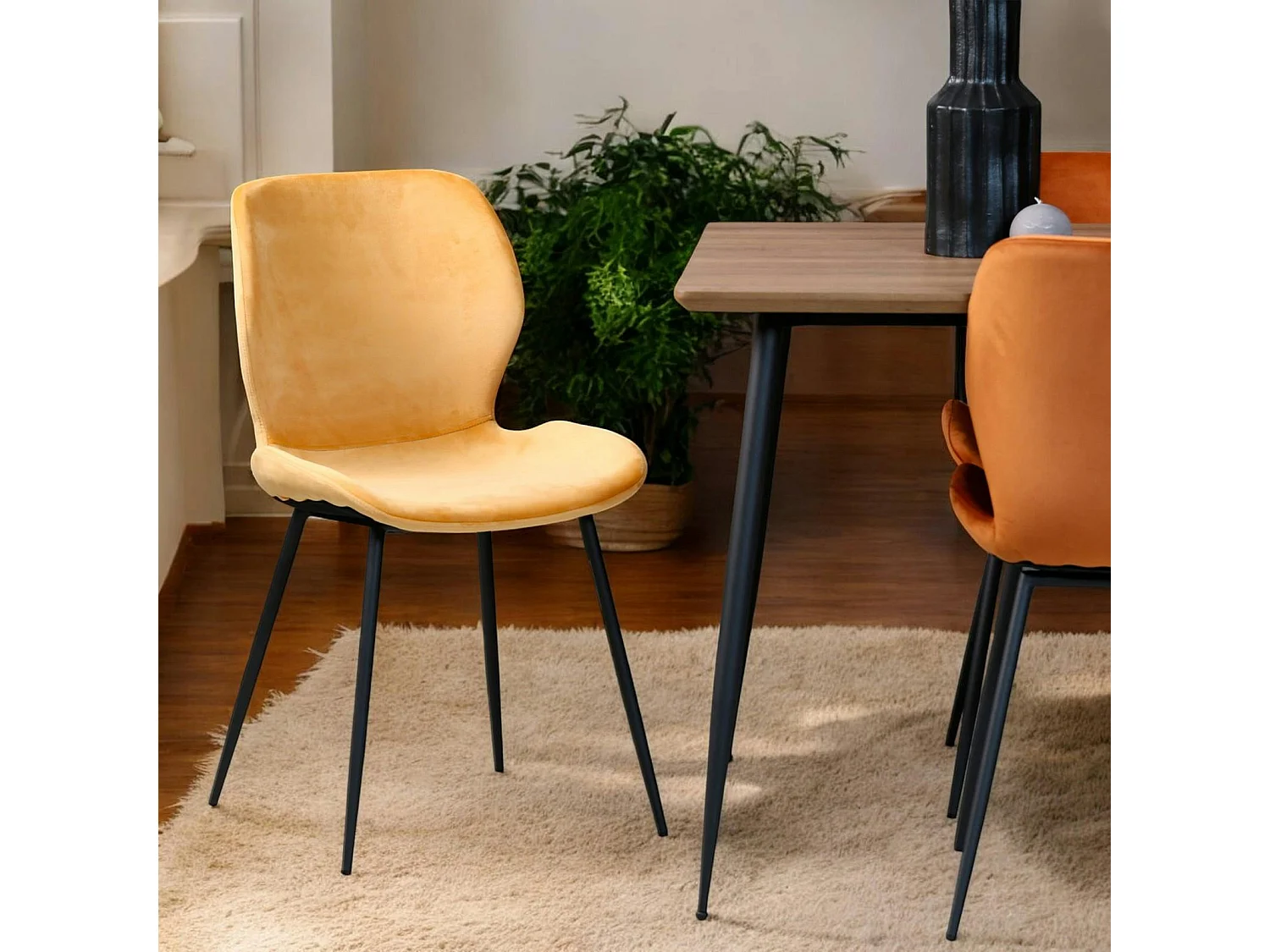 Chaise en velours jaune style moderne (lot de 2) MELBOURNE