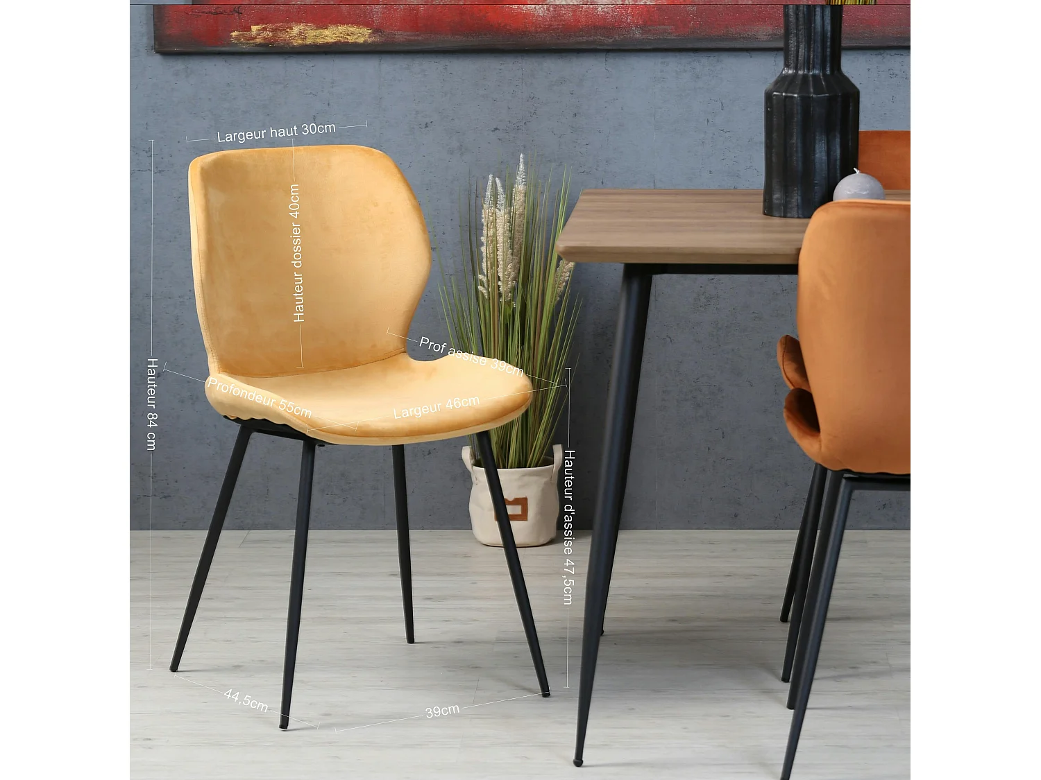 Chaise en velours jaune style moderne (lot de 2) MELBOURNE