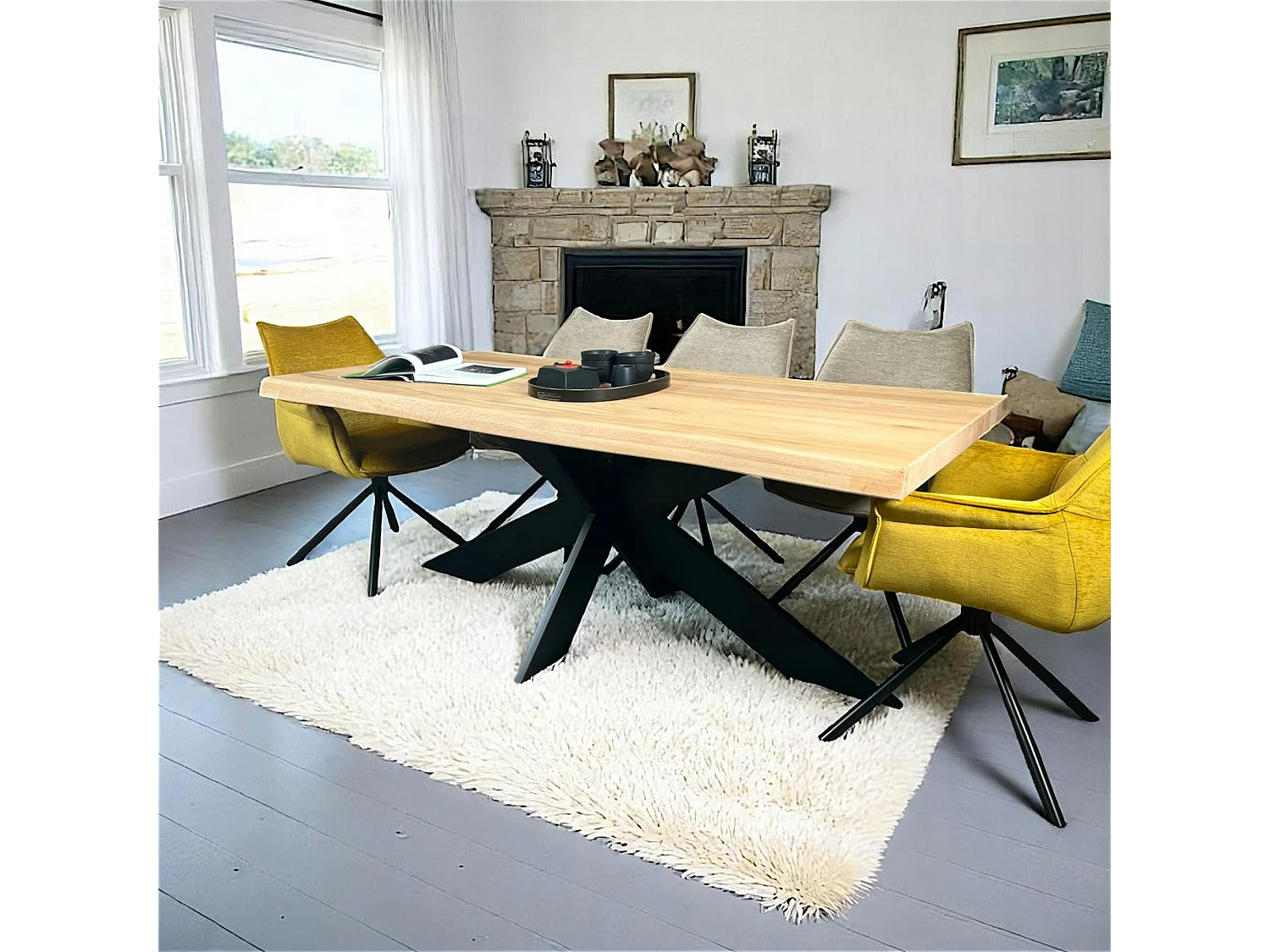 Fauteuil de table en velours doré avec retour (lot de 2) PALERME