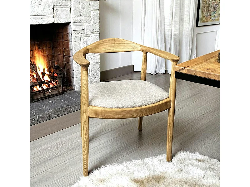Chaise design en bouclette sable PALERME