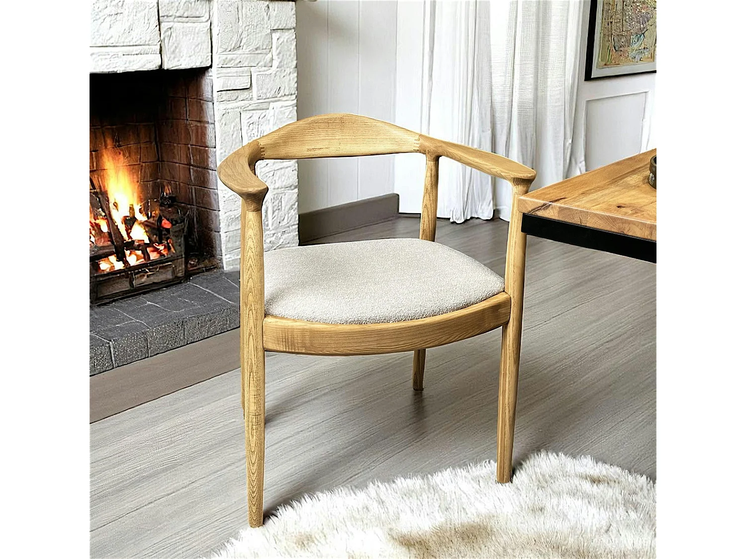 Chaise design en bouclette sable PALERME