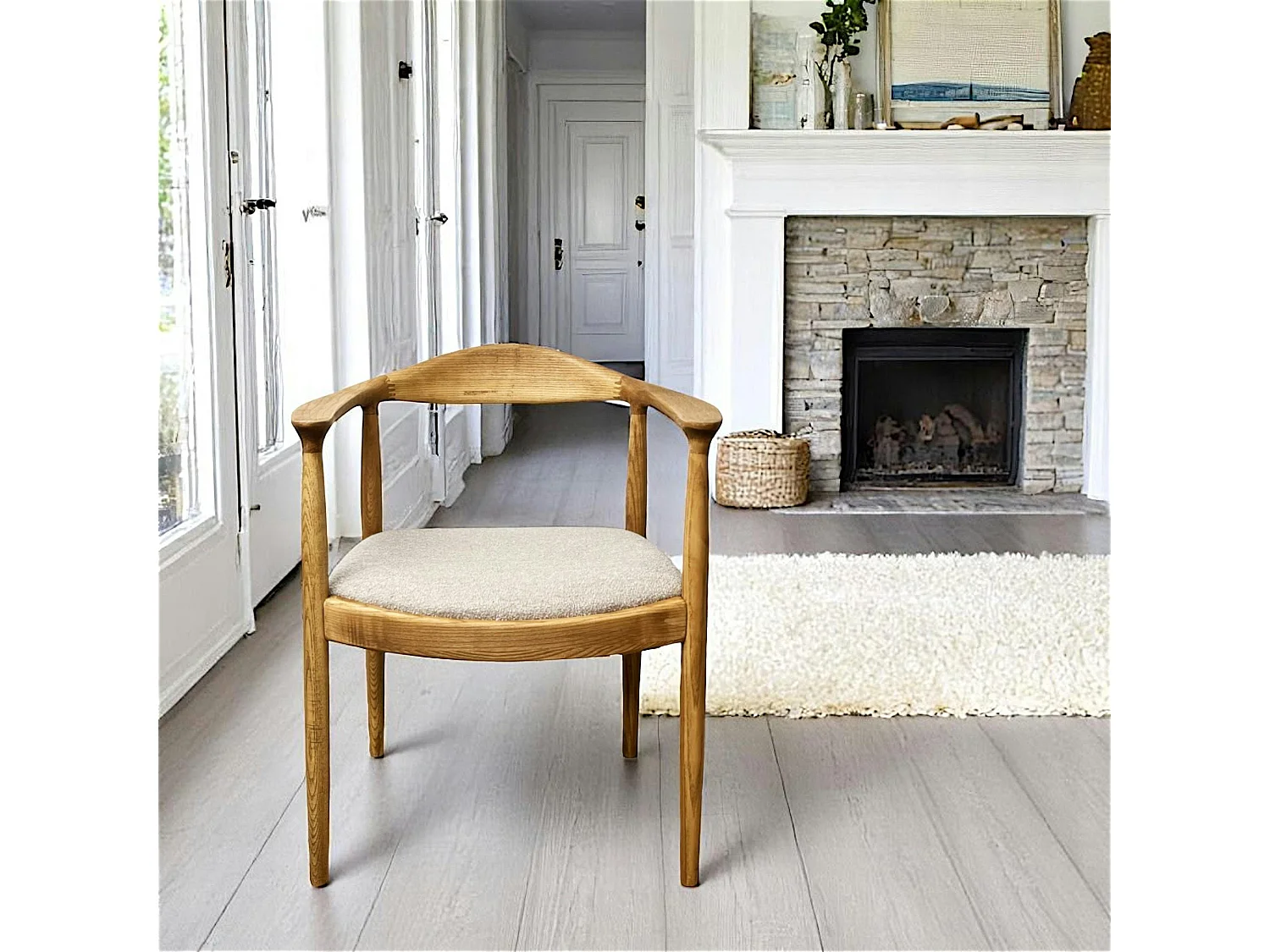 Chaise design en bouclette sable PALERME