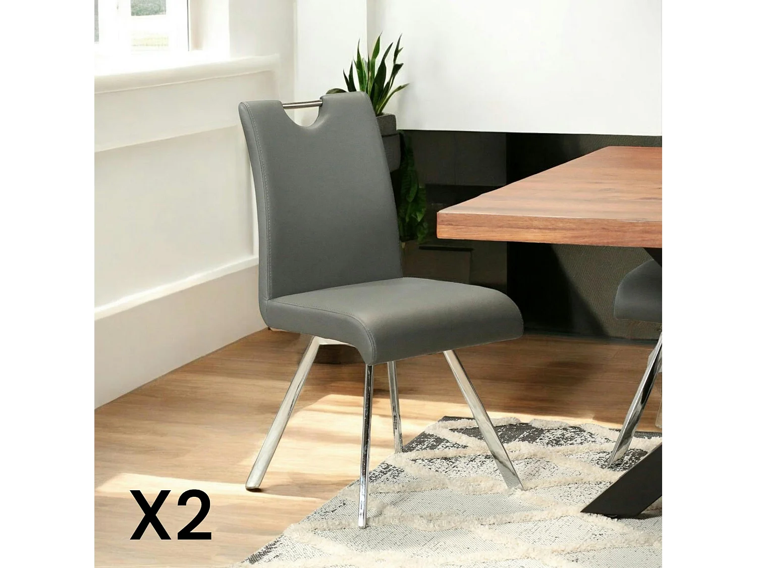 Chaise anthracite avec poignée (lot de 2) HELSINKI