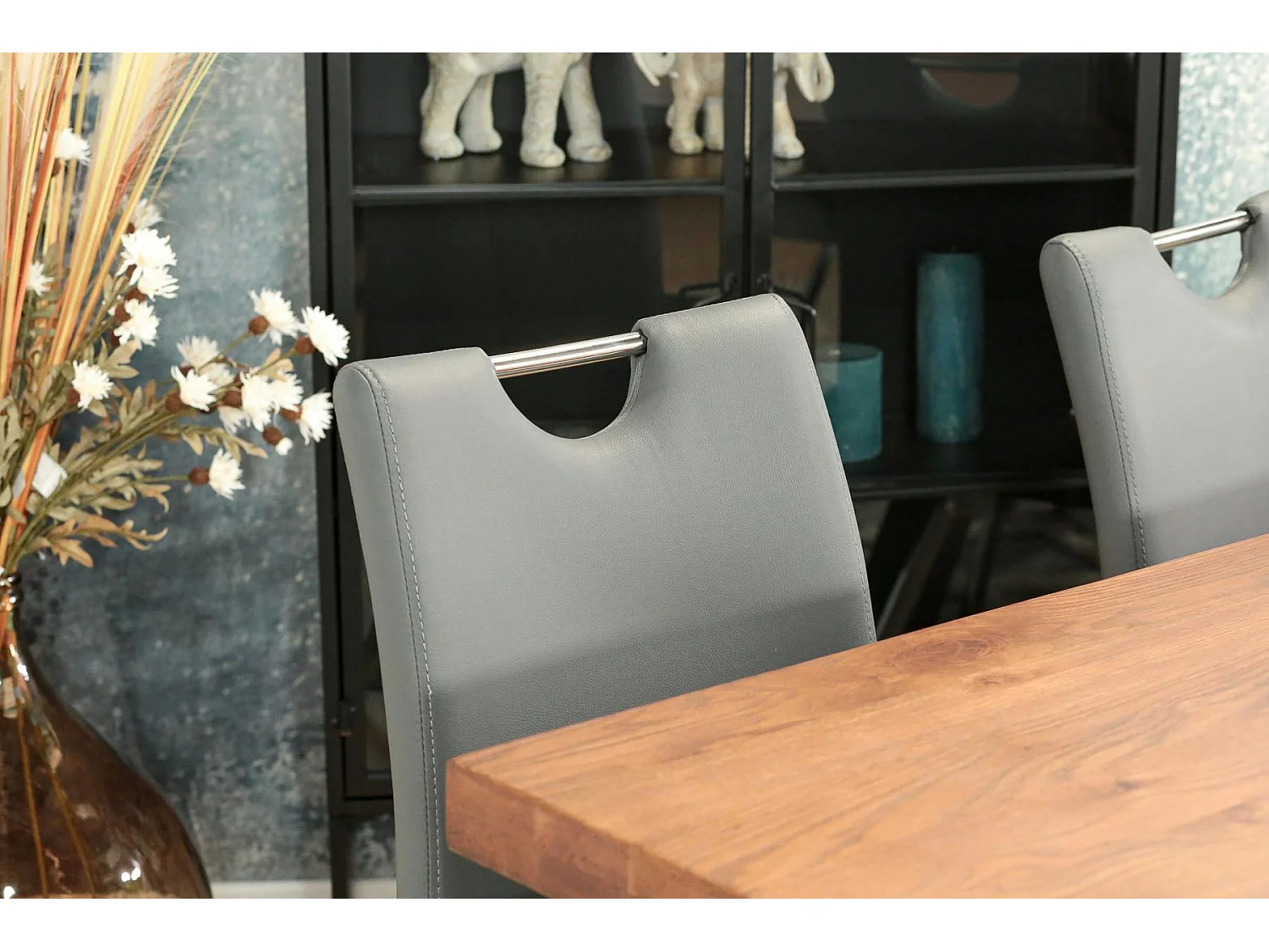 Chaise anthracite avec poignée (lot de 2) HELSINKI