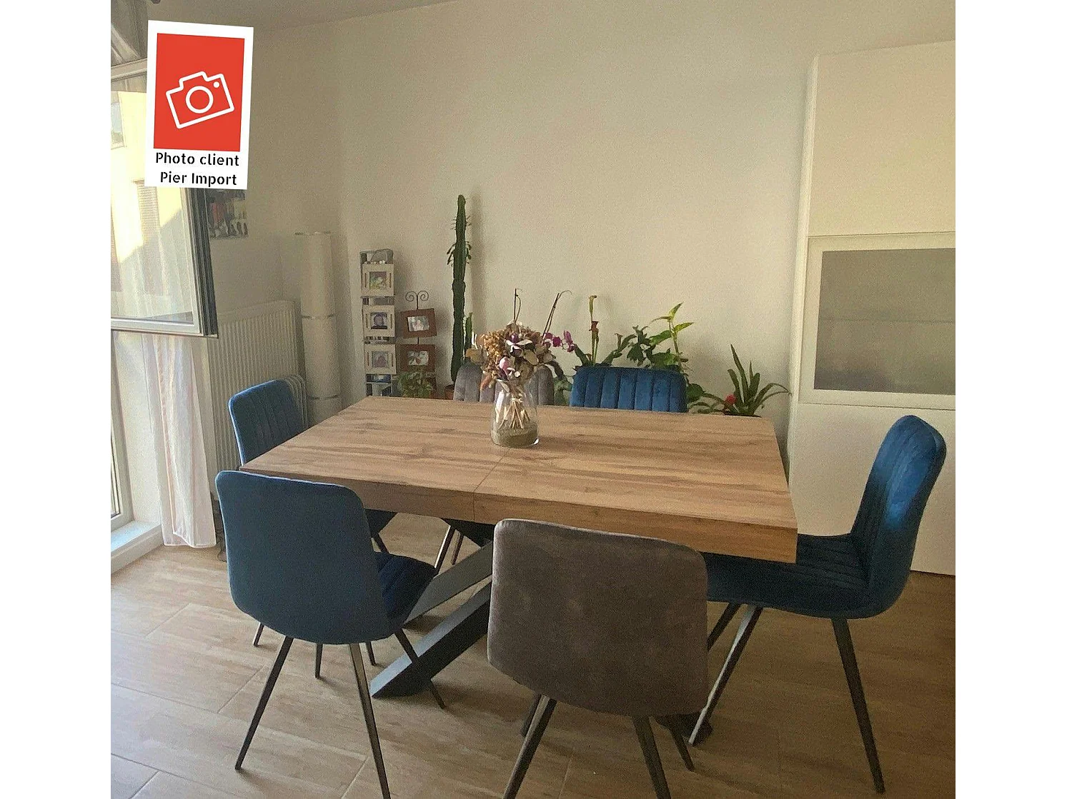 Chaise de salle à manger en velours bleu JAVA (lot de 2)