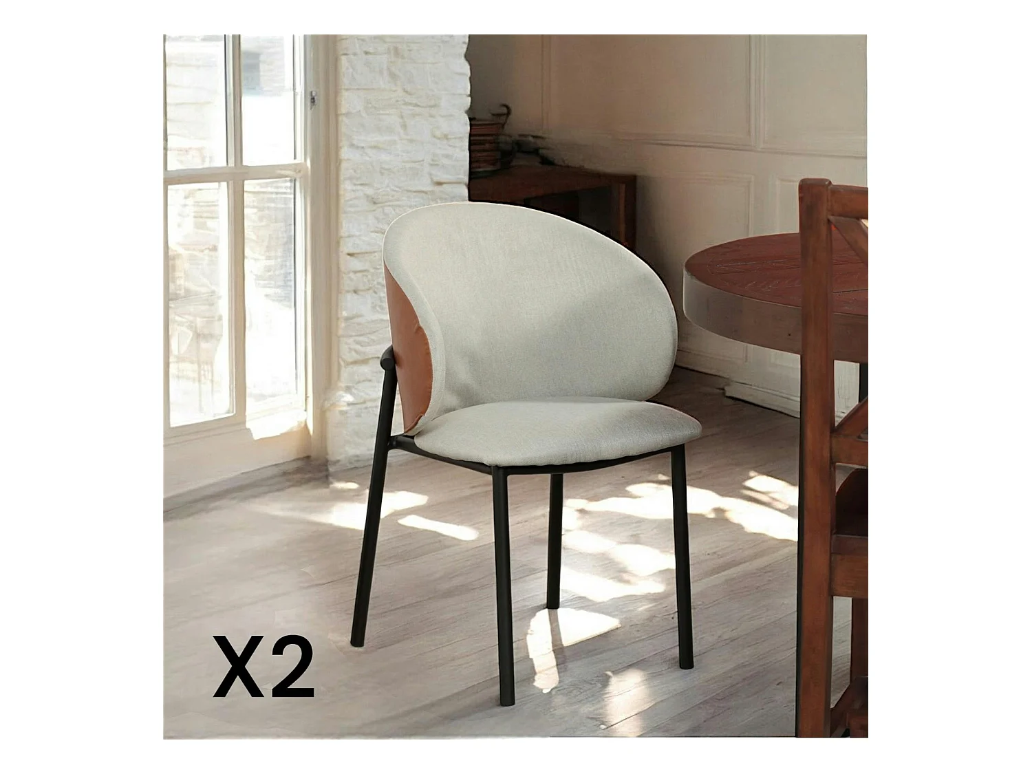 Chaise design beige (lot de 2) HAWAI