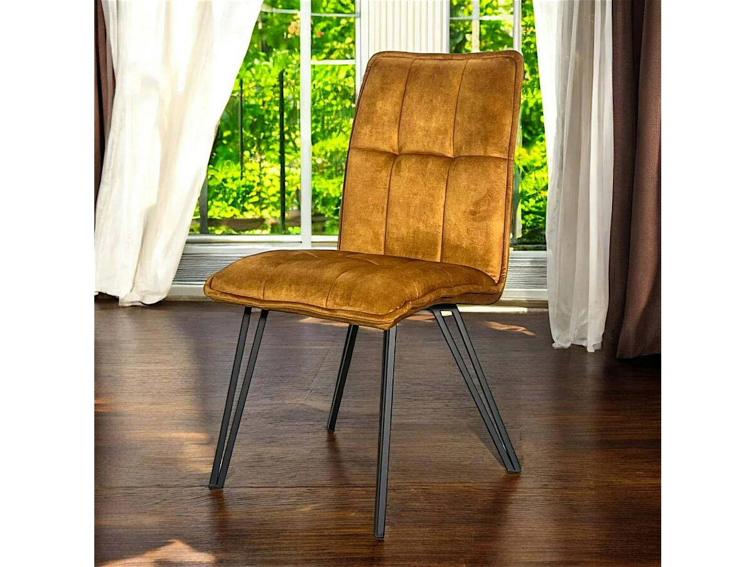 Chaise de salle à manger ocre avec pieds épingle (lot de 2) MALMOE