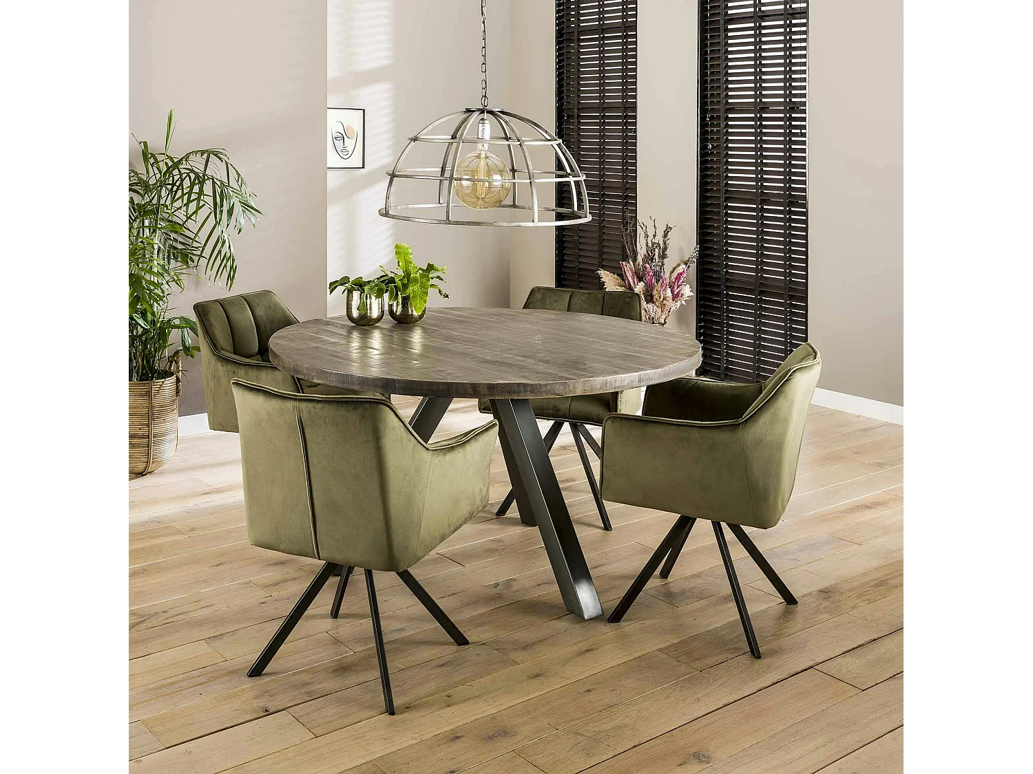 Fauteuil pivotant velours vert pied étoile MELBOURNE (lot de 2)