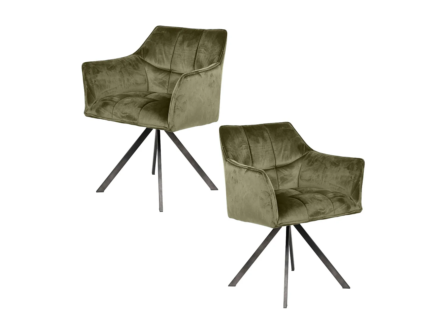 Fauteuil pivotant velours vert pied étoile MELBOURNE (lot de 2)