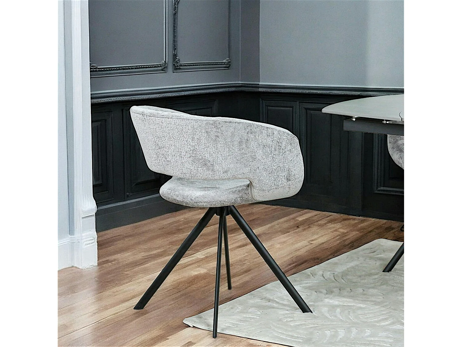 Fauteuil de table contemporain velours gris (lot de 2) FLORENCE