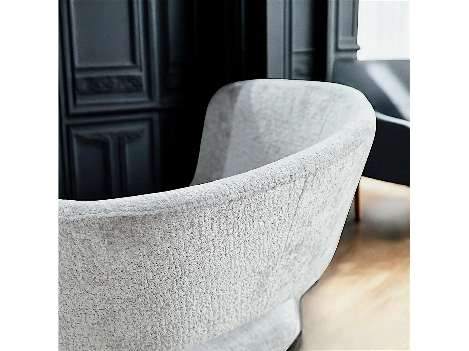 Fauteuil de table contemporain velours gris (lot de 2) FLORENCE