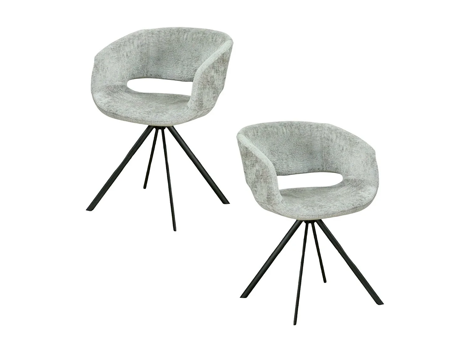 Fauteuil de table contemporain velours gris (lot de 2) FLORENCE