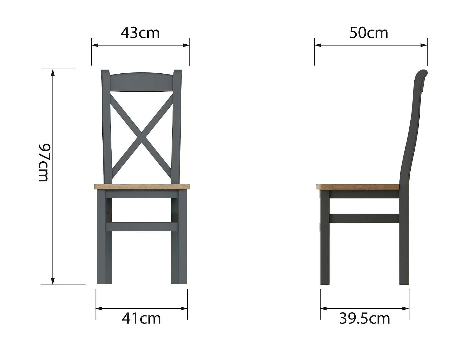 Chaise en bois avec dossier croisé finition charbon (lot de 2) COVENTRY