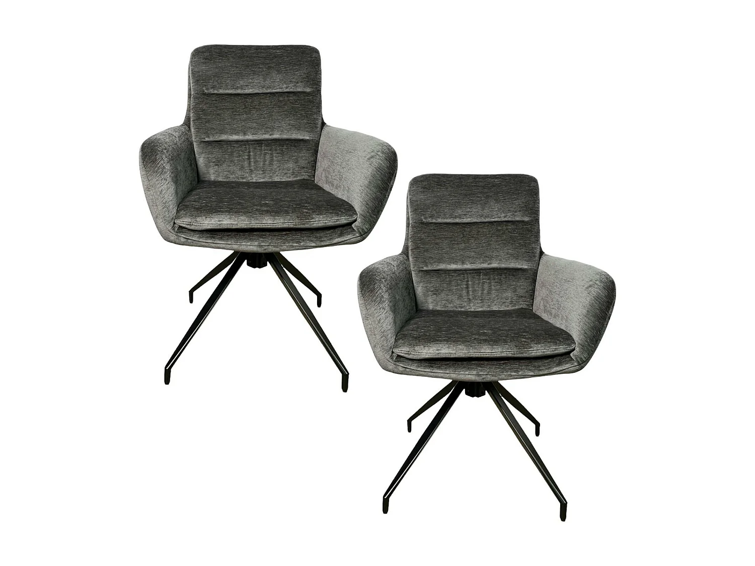 Fauteuil de table pivotant en velours gris (lot de 2) PALERME