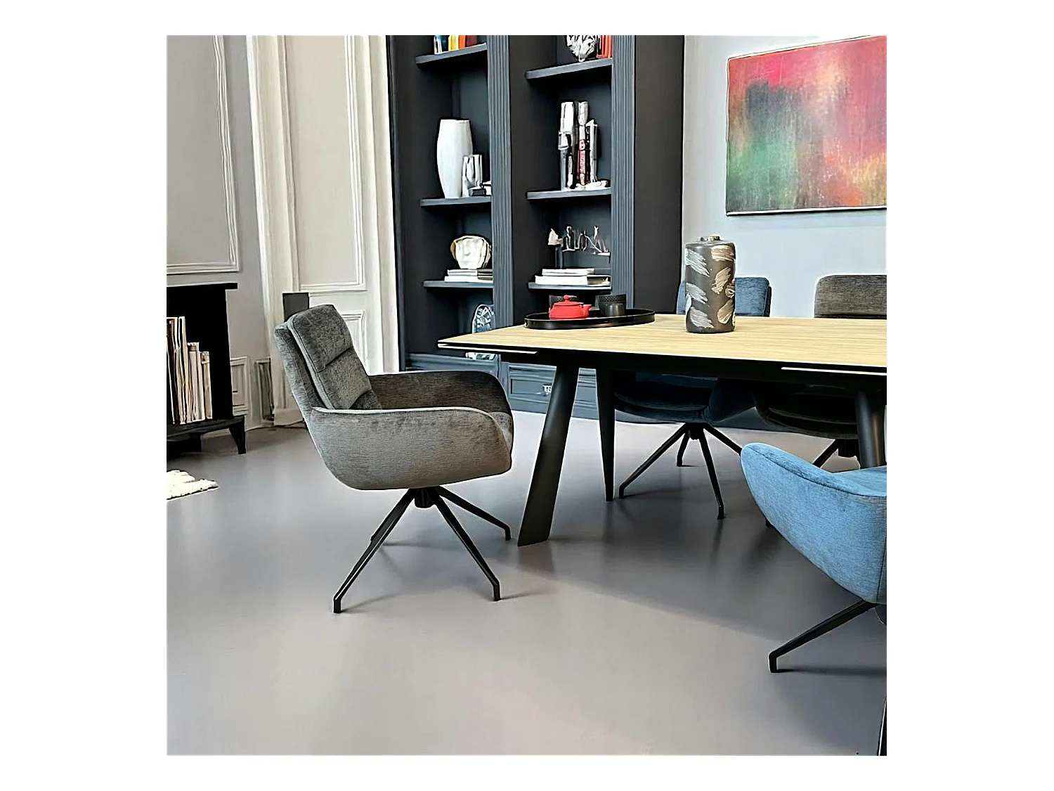 Fauteuil de table pivotant en velours gris (lot de 2) PALERME