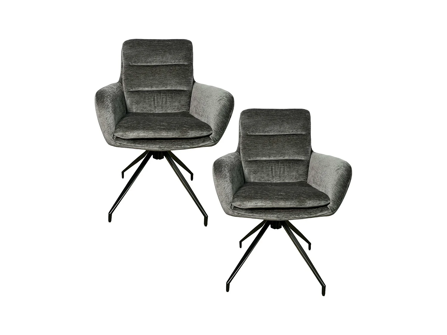 Fauteuil de table pivotant en velours gris (lot de 2) PALERME
