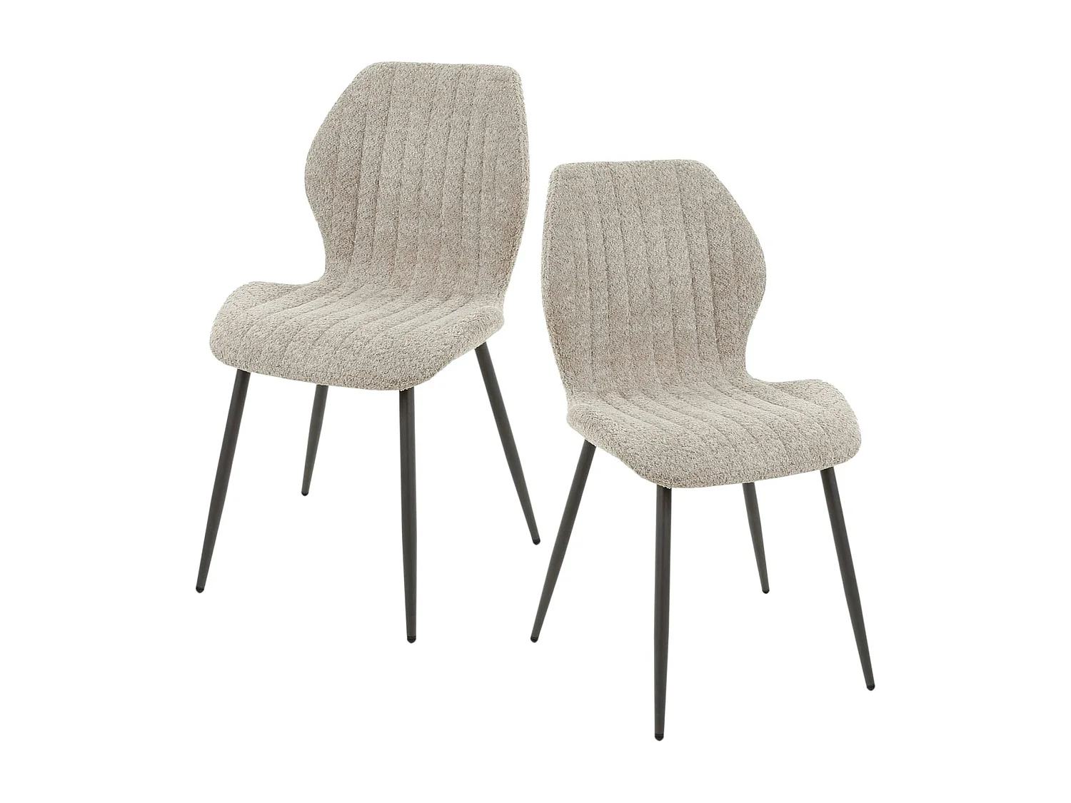 Chaise en bouclette sable à rayures (lot de 2) GALWAY