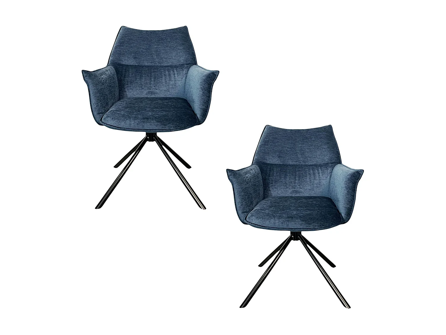 Fauteuil de table en velours bleu avec retour (lot de 2) PALERME