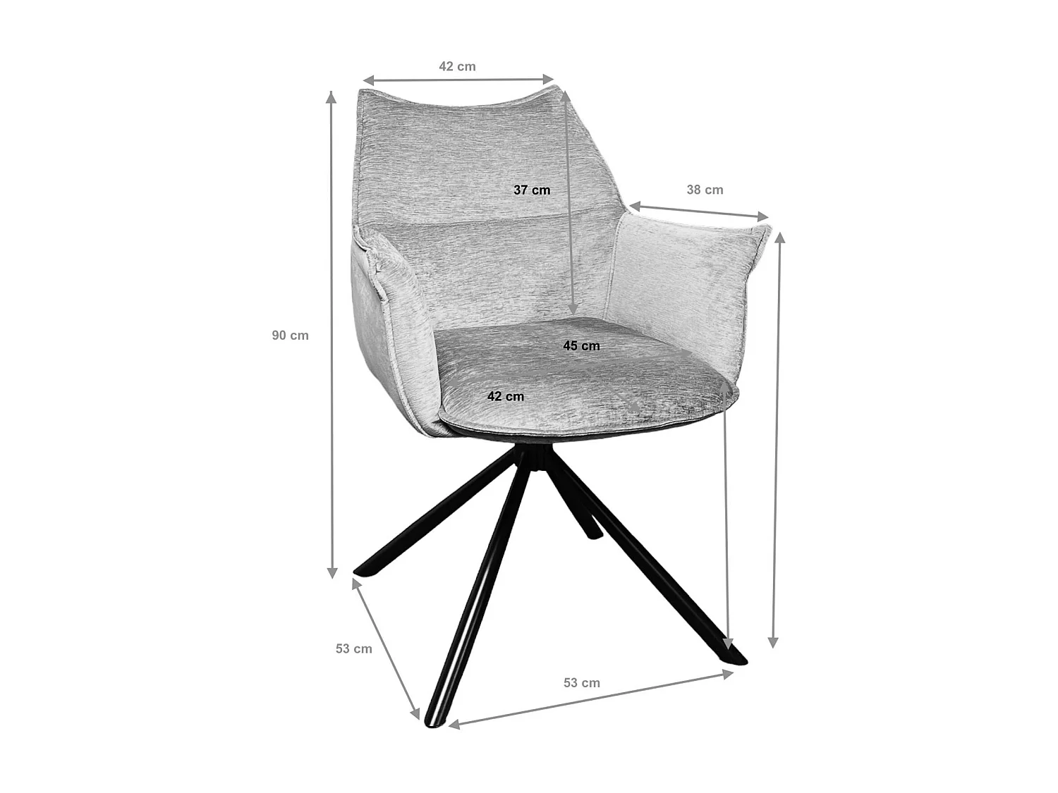 Fauteuil de table en velours bleu avec retour (lot de 2) PALERME