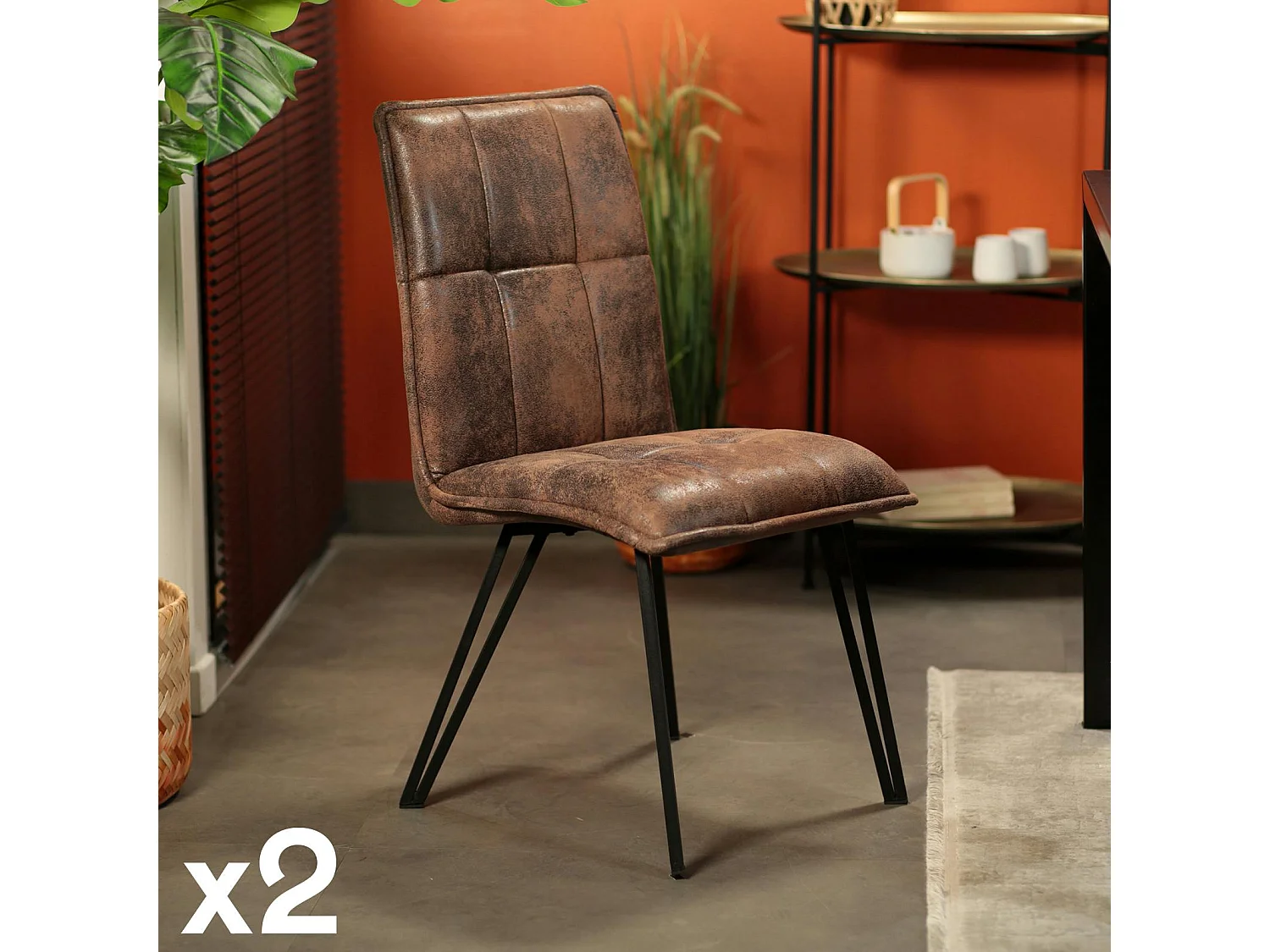 Chaise de salle à manger havane avec pieds épingle (lot de 2) MALMOE