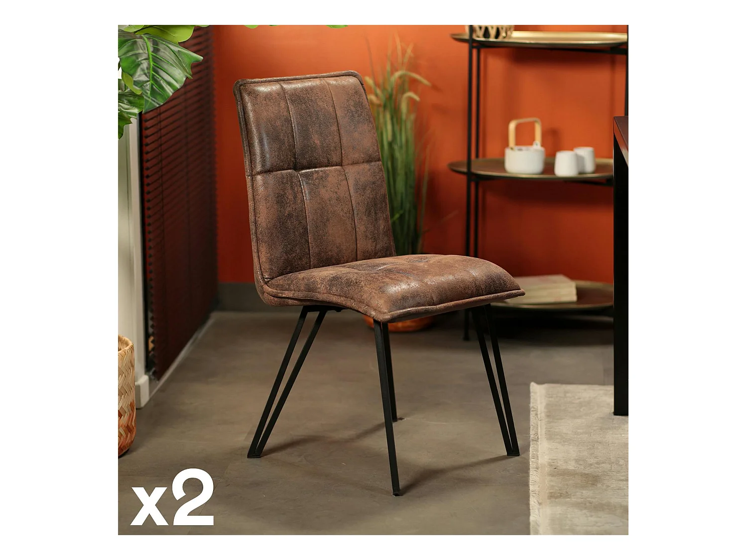 Chaise de salle à manger havane avec pieds épingle (lot de 2) MALMOE