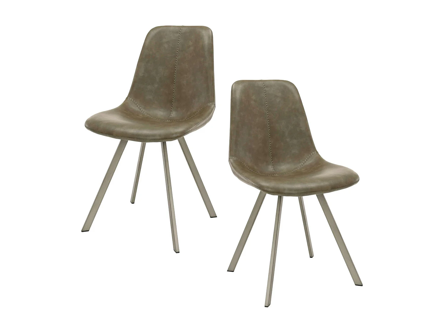 Chaise de table couture apparente taupe pied étoile HELSINKI (lot de 2)