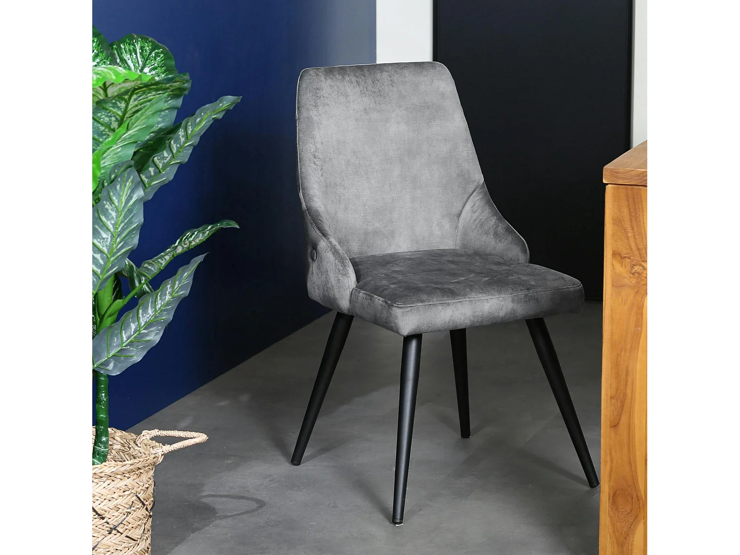 Chaise en velours gris (lot de 2) MALMOE