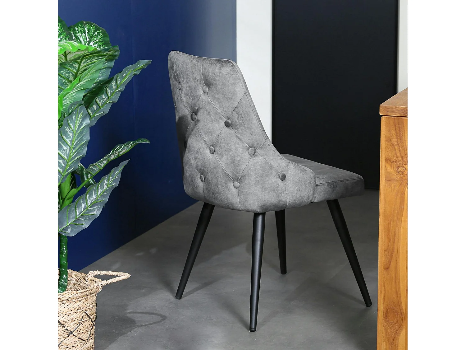 Chaise en velours gris (lot de 2) MALMOE