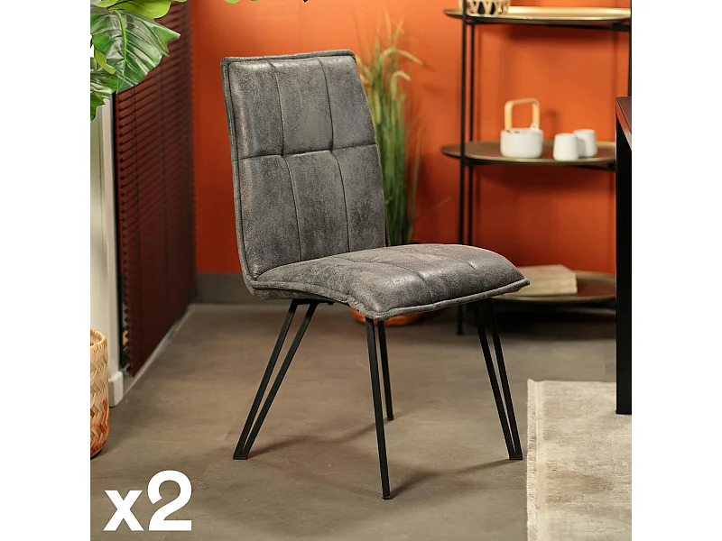 Chaise de salle à manger gris sombre avec pieds épingle (lot de 2) MALMOE