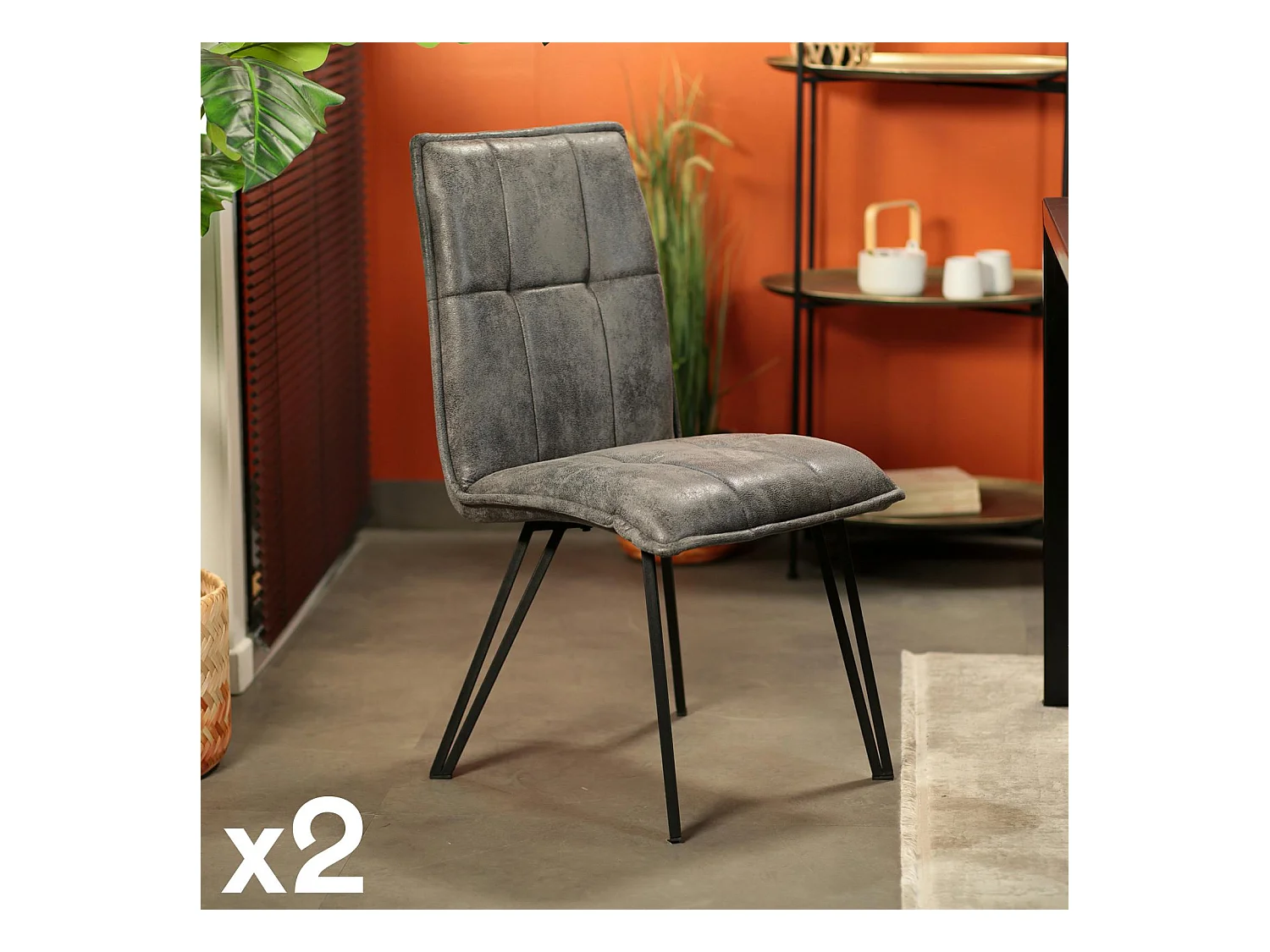 Chaise de salle à manger gris sombre avec pieds épingle (lot de 2) MALMOE