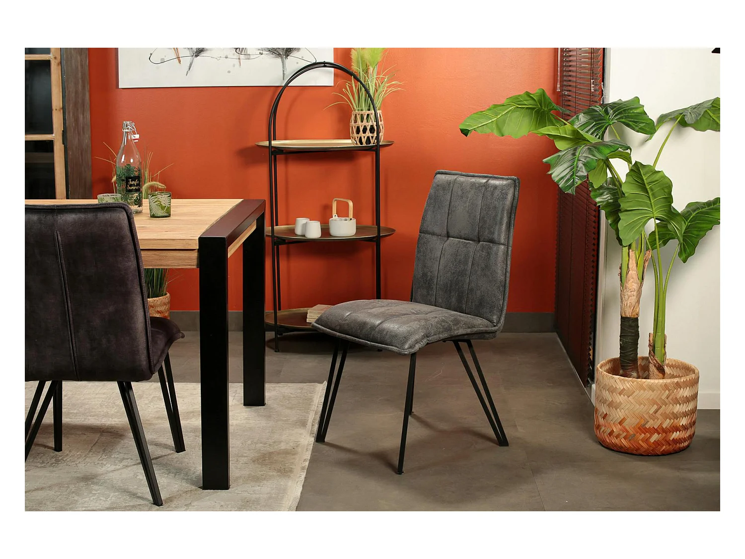 Chaise de salle à manger gris sombre avec pieds épingle (lot de 2) MALMOE