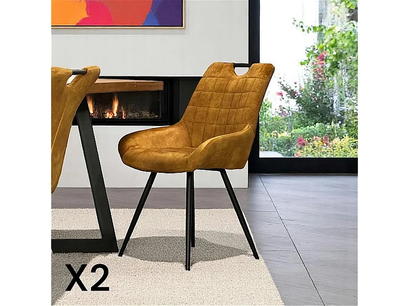 Chaise moutarde avec poignée (lot de 2) MALMOE