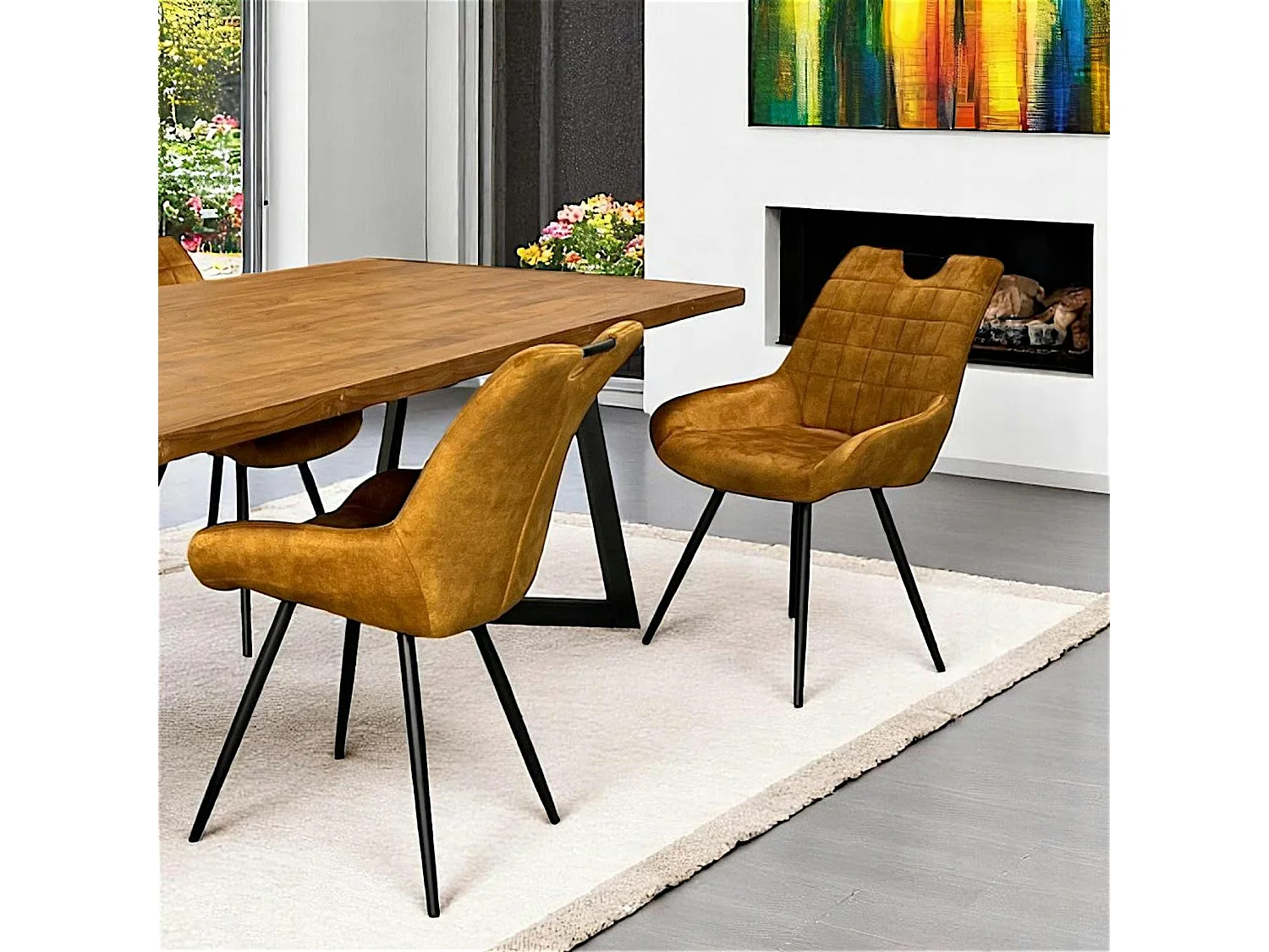 Chaise moutarde avec poignée (lot de 2) MALMOE