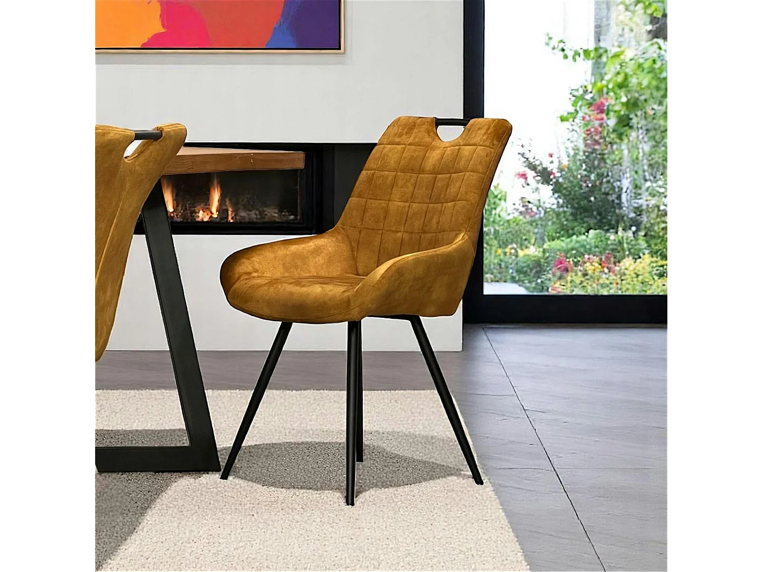 Chaise moutarde avec poignée (lot de 2) MALMOE