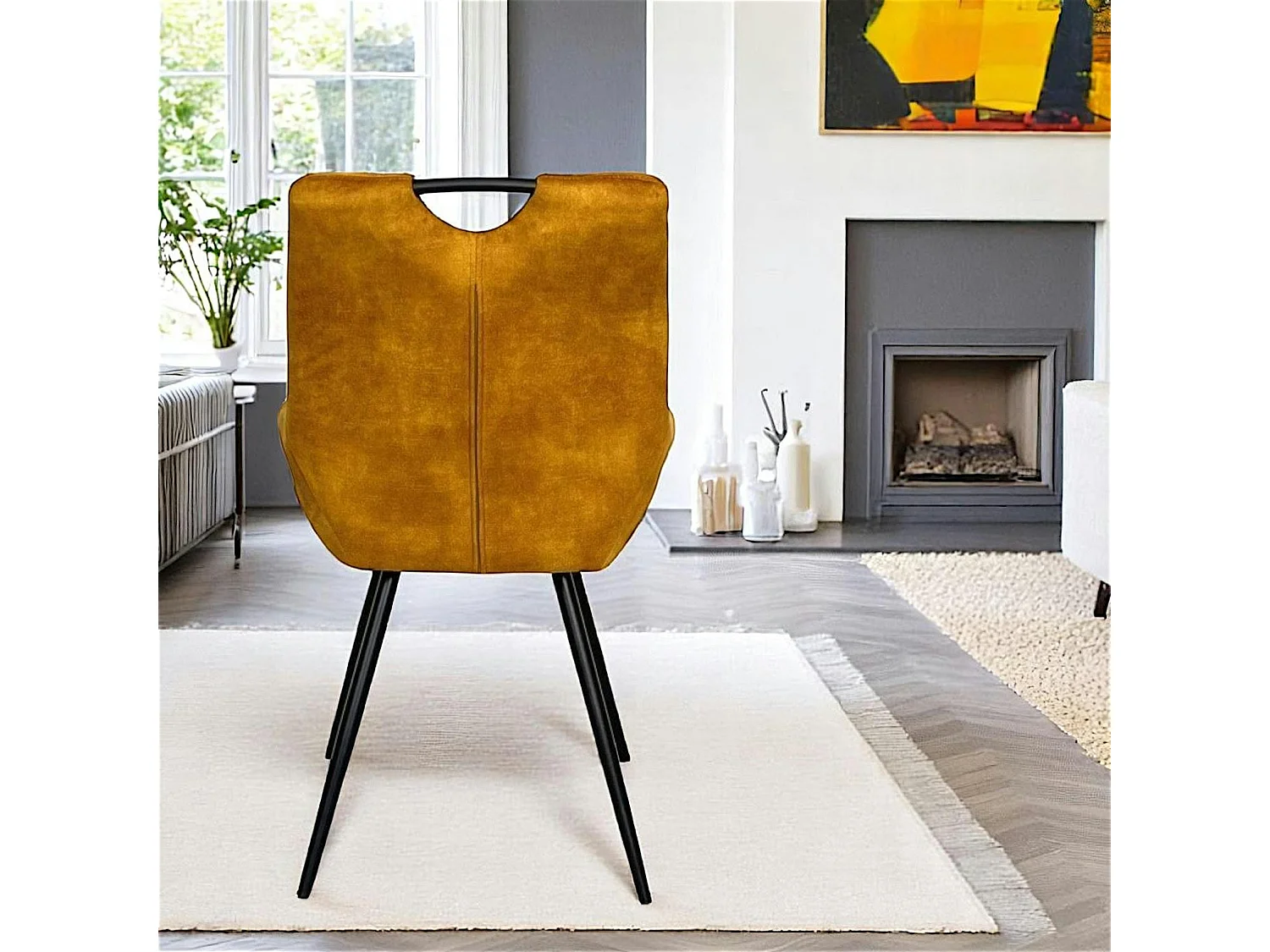 Chaise moutarde avec poignée (lot de 2) MALMOE