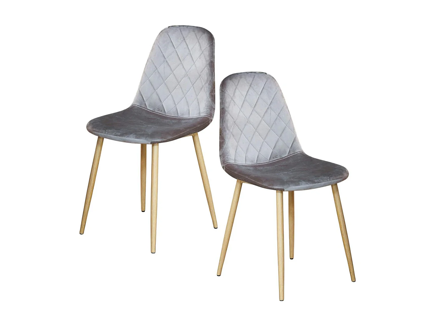 Chaise capitonnée velours gris taupe HAWAI (lot de 2)